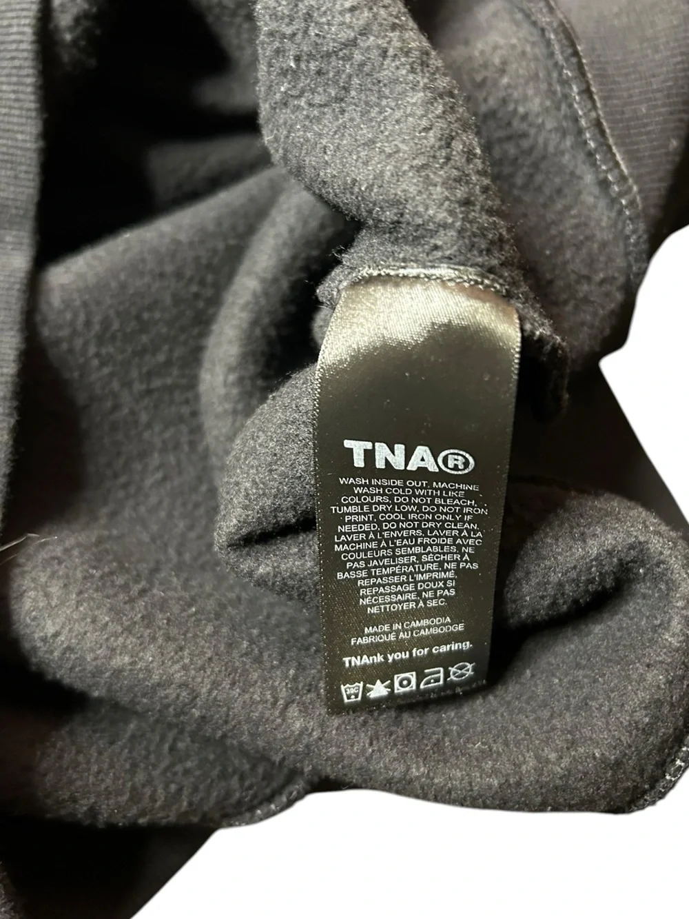 Aritzia TNA Cozy Fleece Perfect Fit Crewneck Sweatshirt Black Women's S